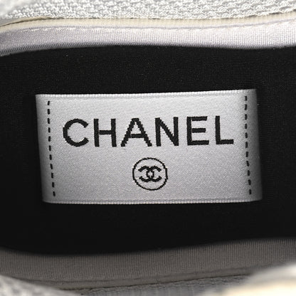 Chanel Nylon Suede Calfskin Printed CC Sneakers 36.5 White Black 8 of 8