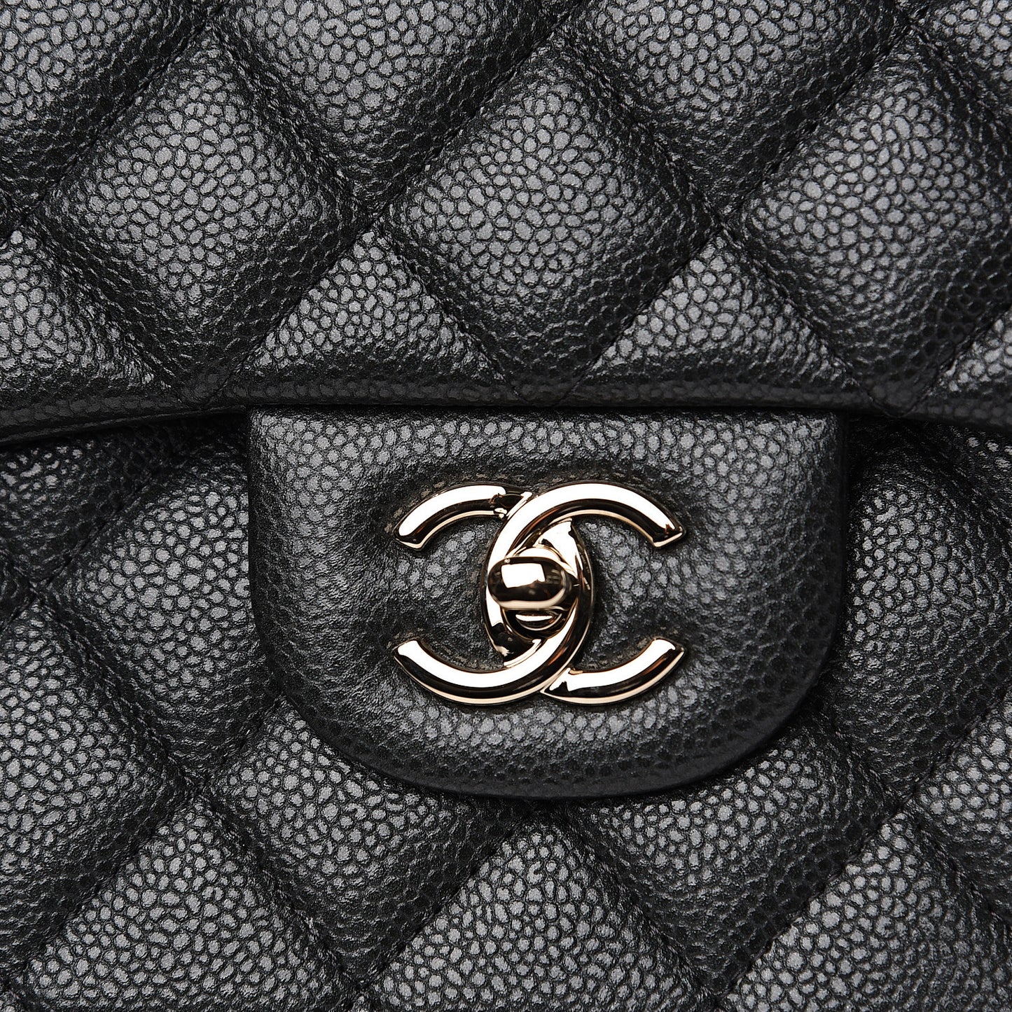 Caviar Quilted Jumbo Double Flap Grey