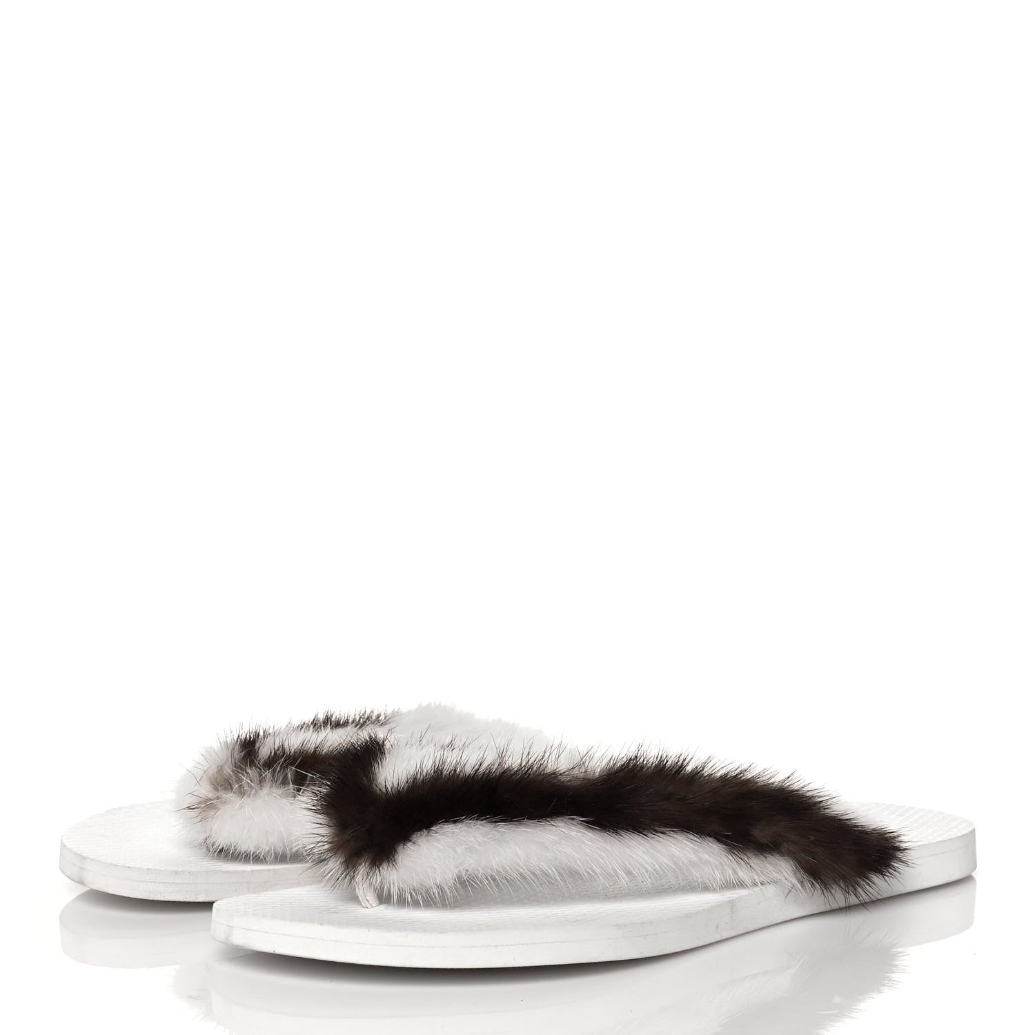 Valentino Garavani Mink Fur Thong Sandals 40 White Brown 3 of 7
