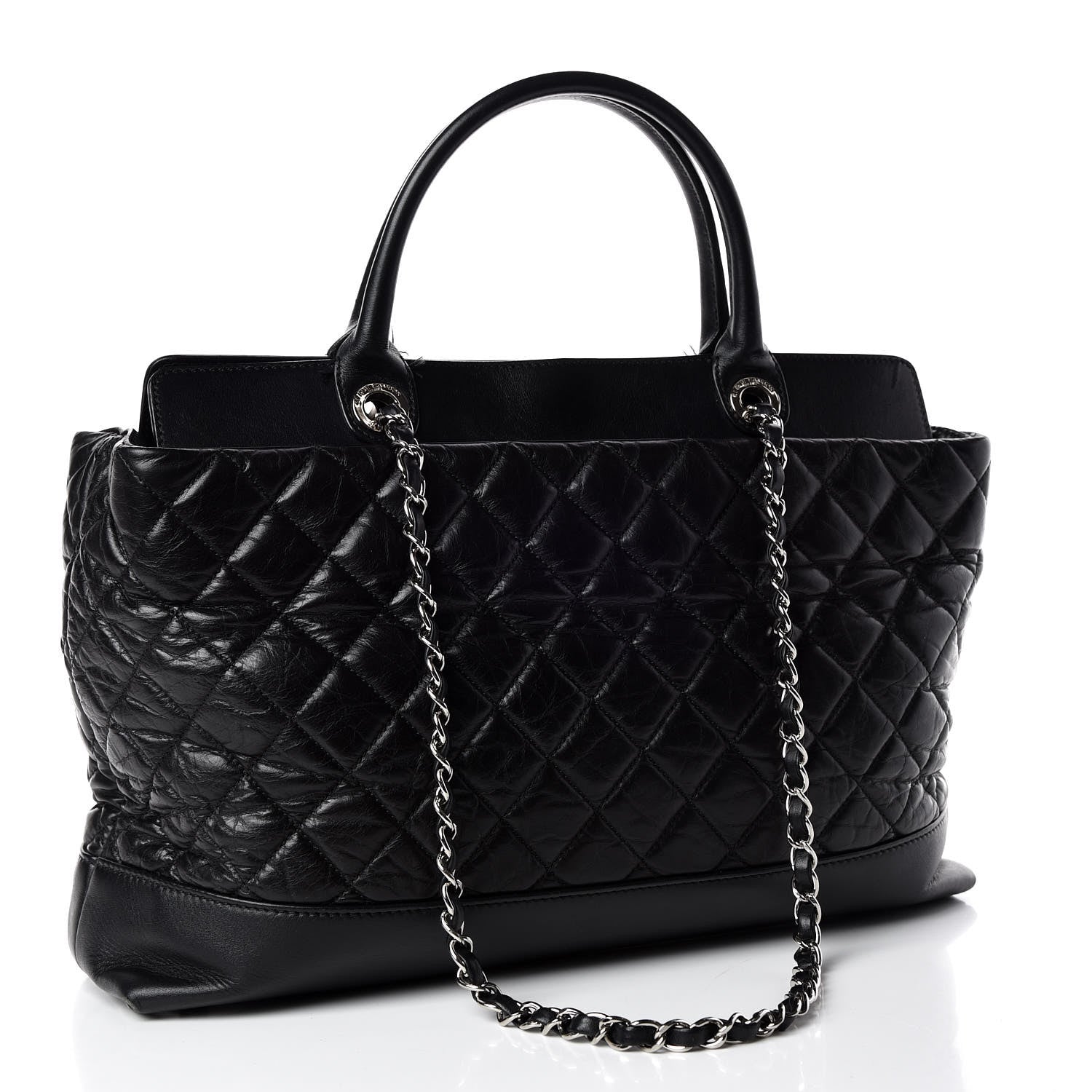 Chanel Aged Calfskin Quilted Be CC Tote Black 4 of 19
