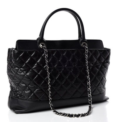 Chanel Aged Calfskin Quilted Be CC Tote Black 4 of 19