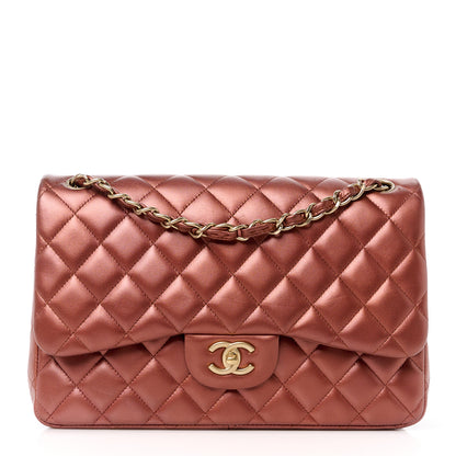 Chanel Metallic Lambskin Quilted Jumbo Double Flap Copper 1 of 11