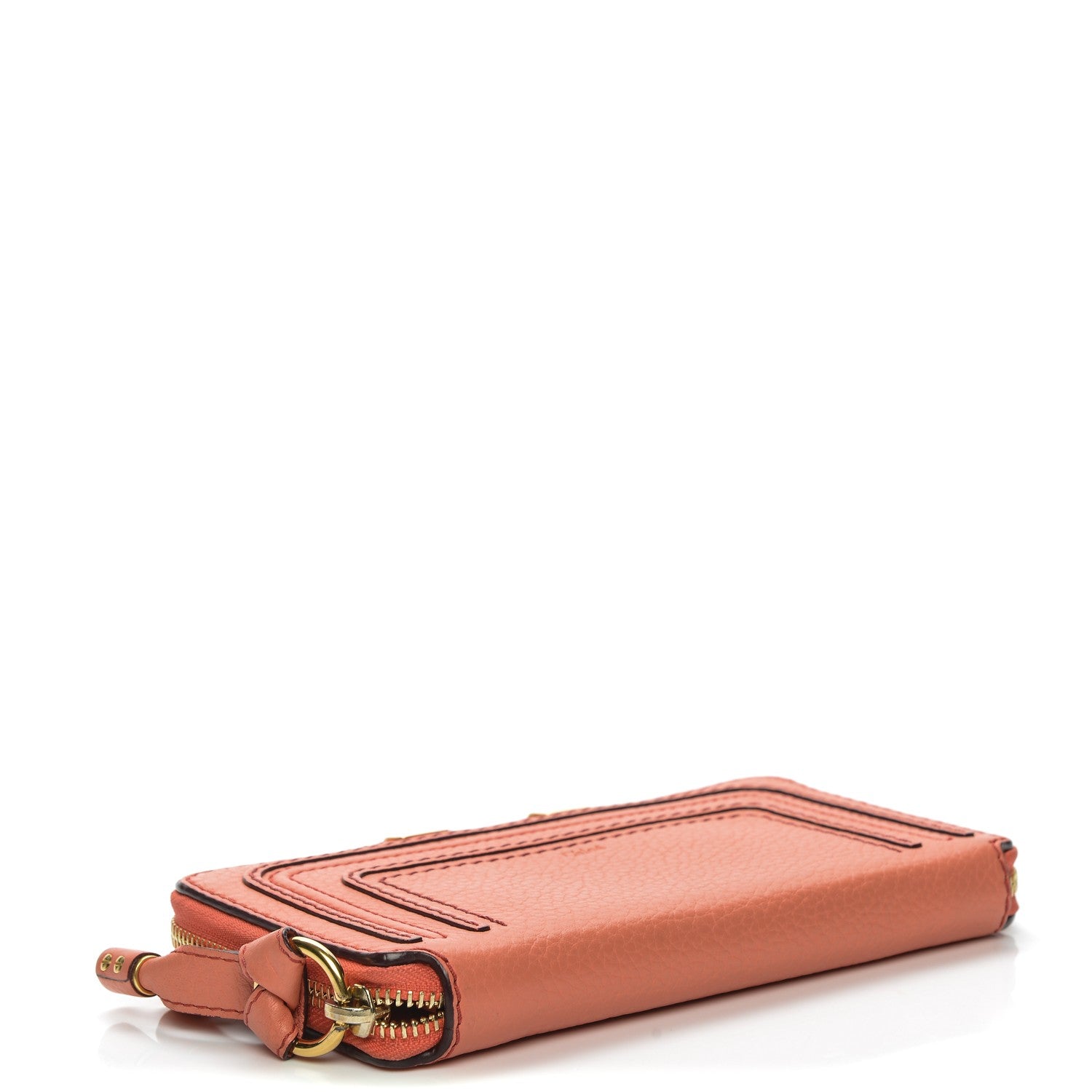 Chloe Grained Calfskin Marcie Long Zip Around Wallet Coral Pop 4 of 7