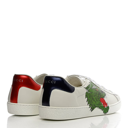 Gucci Calfskin Mens Green Panther Print Ace Sneakers 10.5 White 4 of 14