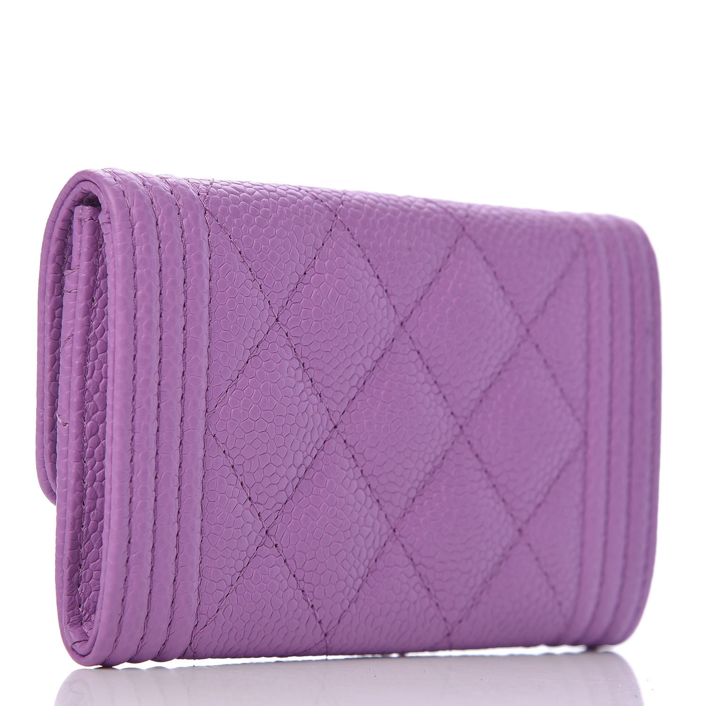 Caviar Quilted Boy Flap Card Holder Purple