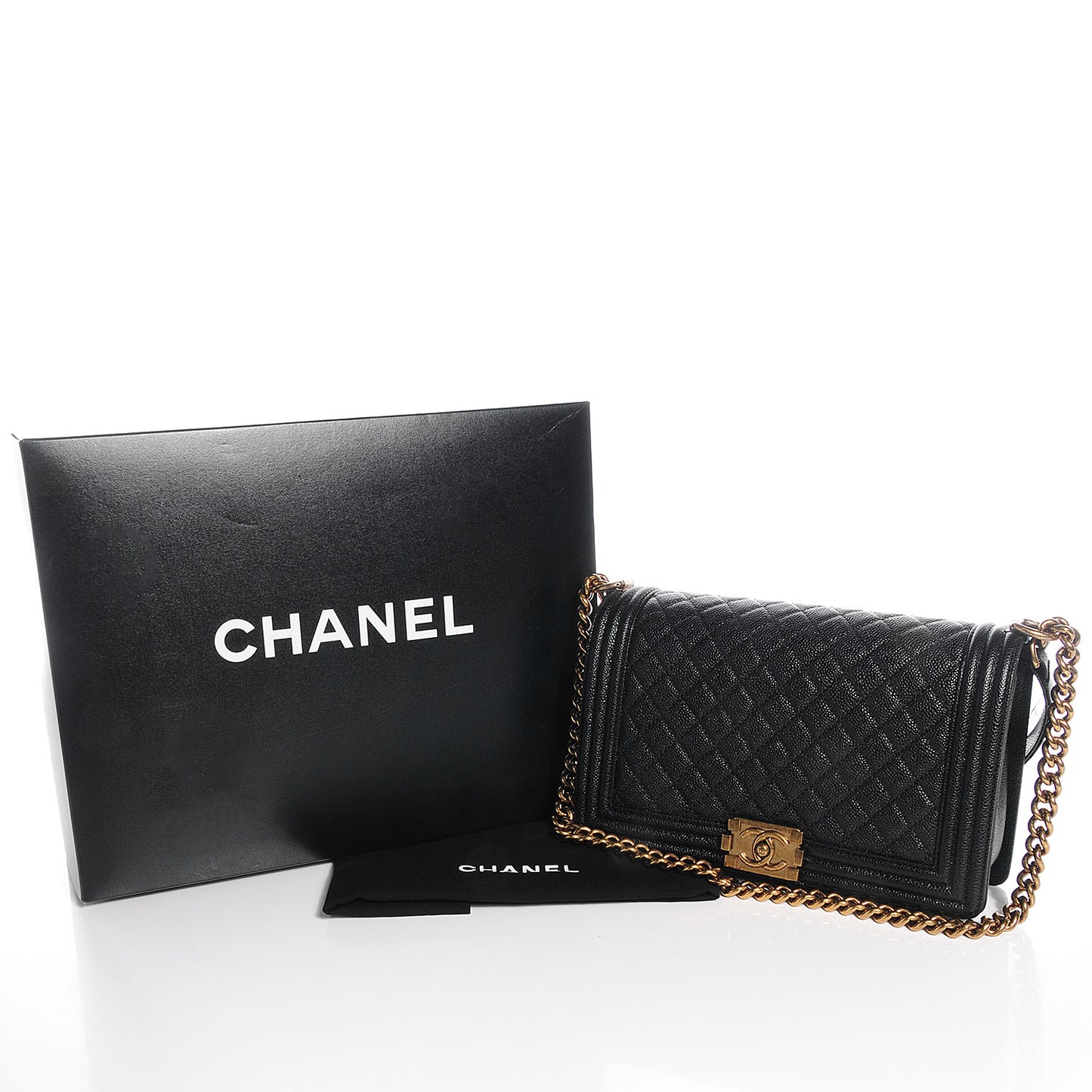 Caviar Medium Boy Flap Bag Black