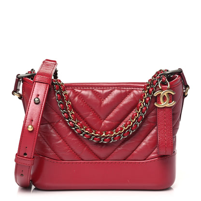 Chanel Aged Calfskin Chevron Quilted Small Gabrielle Hobo Dark Pink 1 of 10
