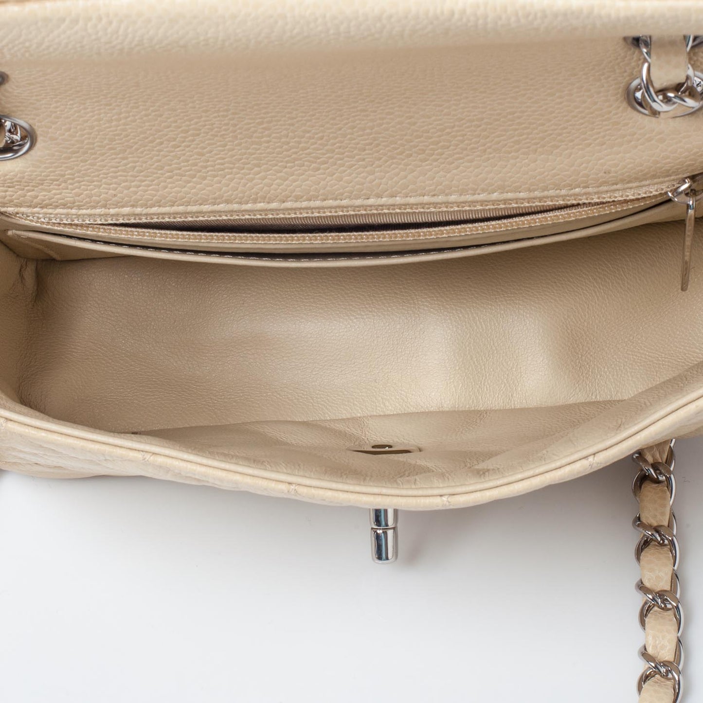 Caviar Quilted Mini Flap Beige Clair