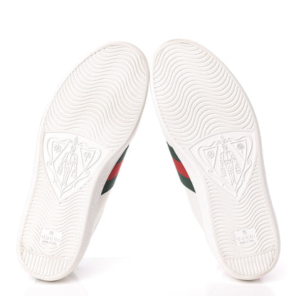 Gucci Miro Soft Calfskin Laminated Ayers Web Bee Embroidered Mens Ace Sneakers 9.5 White Green 7 of 15