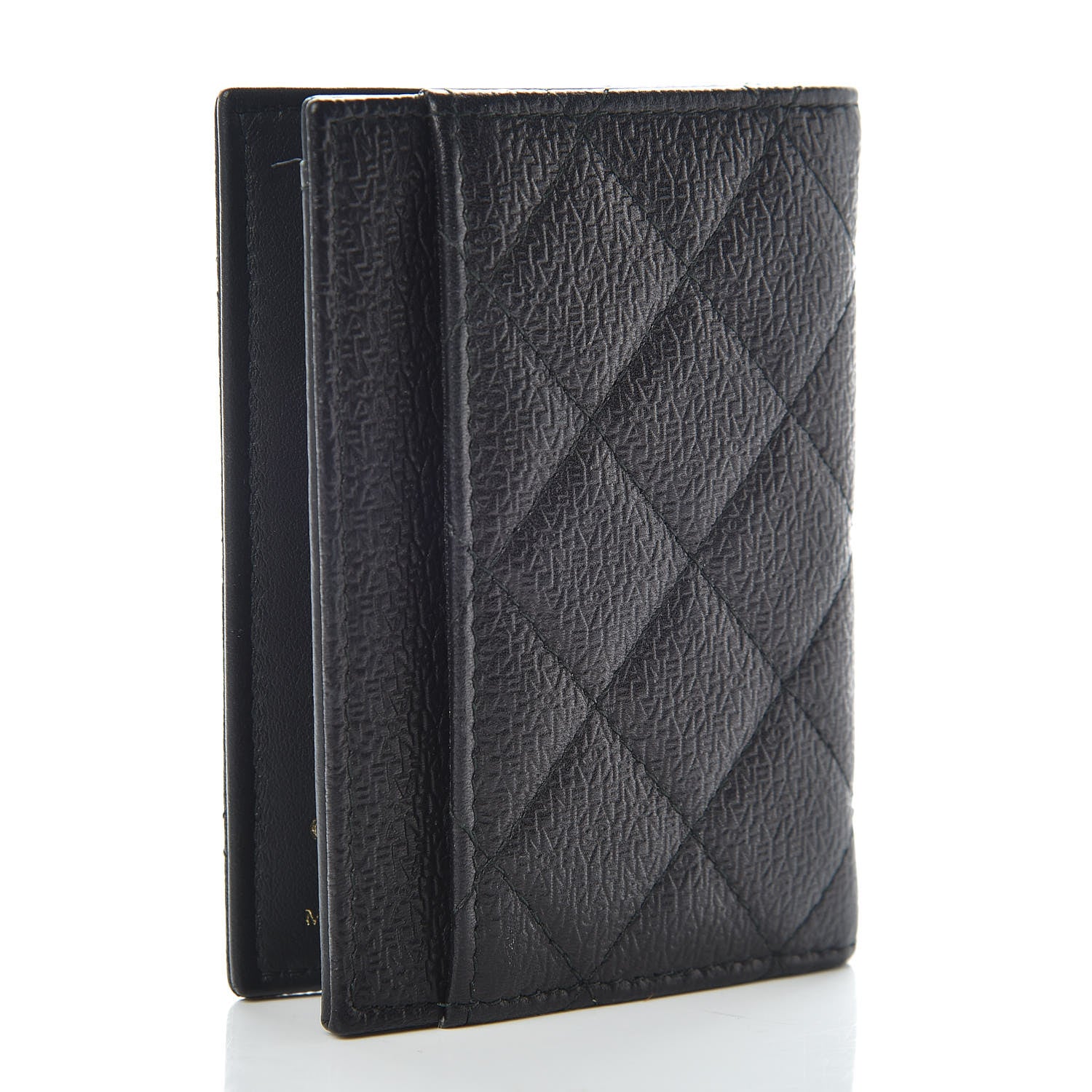 Chanel Logo Calfskin Embossed Quilted Card Holder Wallet Black 3 of 8