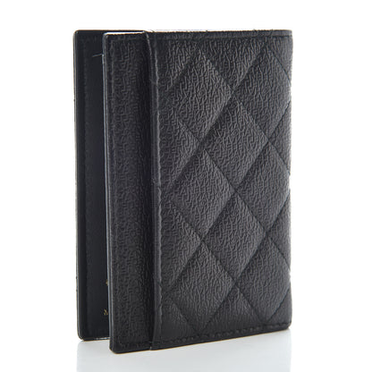 Chanel Logo Calfskin Embossed Quilted Card Holder Wallet Black 3 of 8