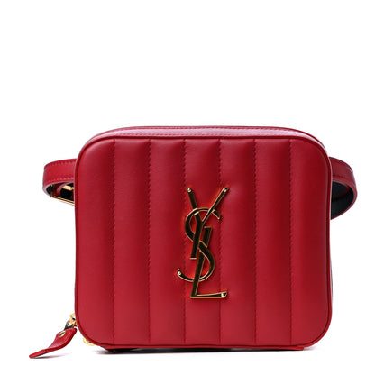 Saint Laurent Lambskin Matelasse Vicky Monogram Belt Bag Eros Red 1 of 4