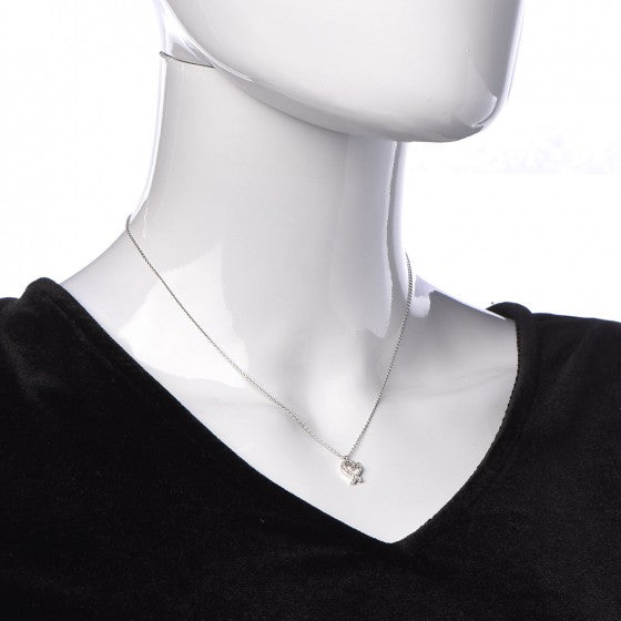 18K White Gold Diamond Mini Paloma Picasso Loving Heart Pendant Necklace