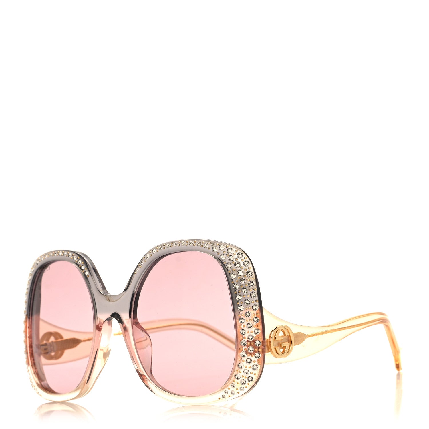 Gucci Acetate Square Frame Sunglasses GG1235S Grey Yellow Pink Multicolor 1 of 8