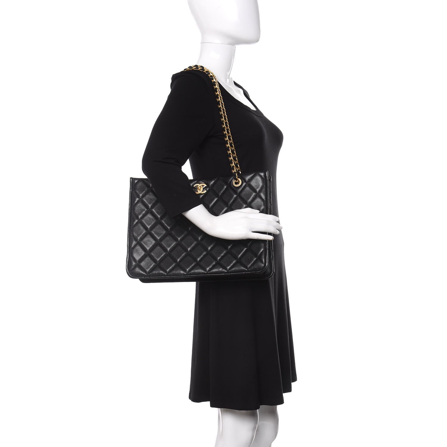 Chanel Caviar Quilted Sweet Classic Shopping Tote Black 2 of 10