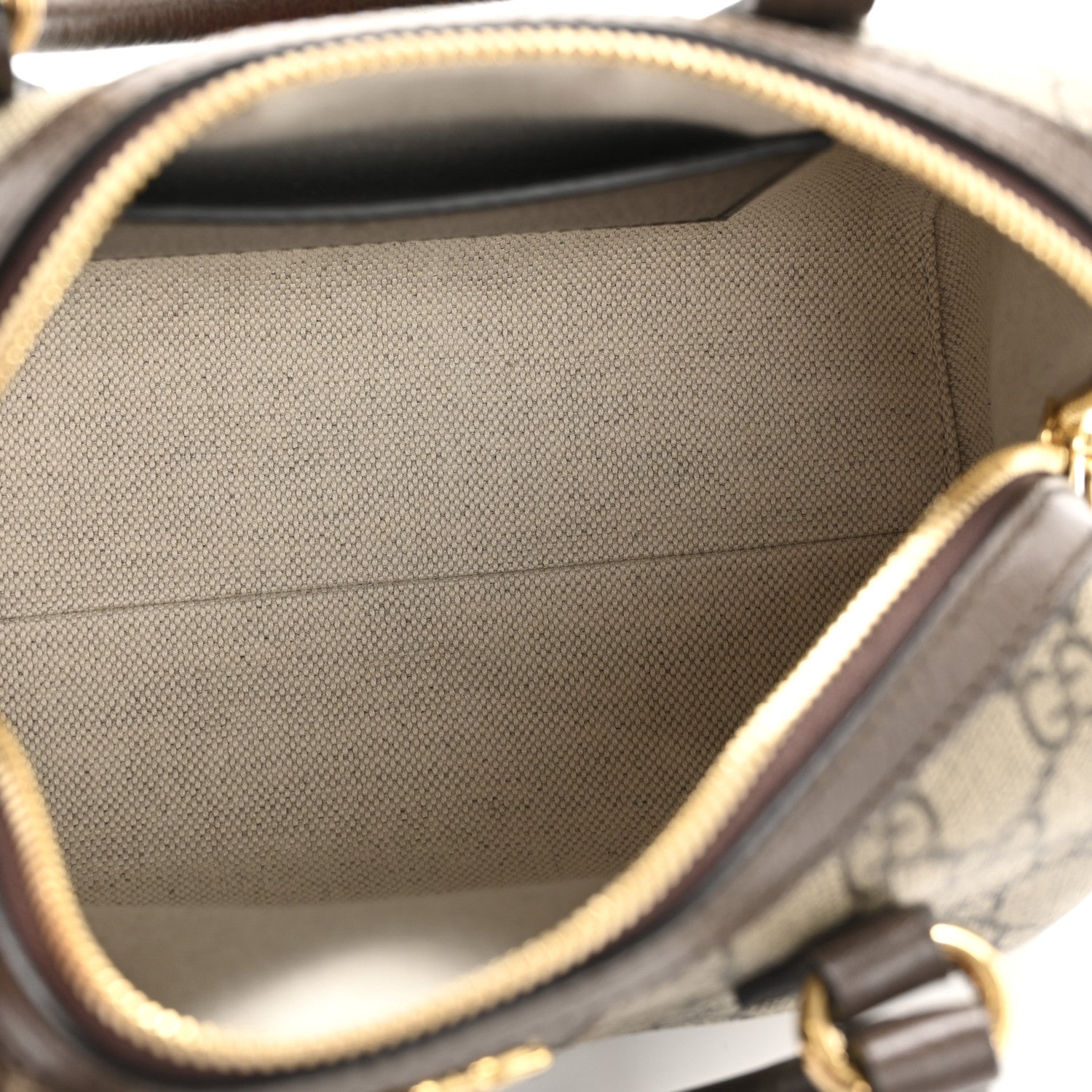 Gucci GG Supreme Monogram Textured Dollar Calfskin Web Mini Ophidia Top Handle Bag Beige Dark Brown 5 of 13