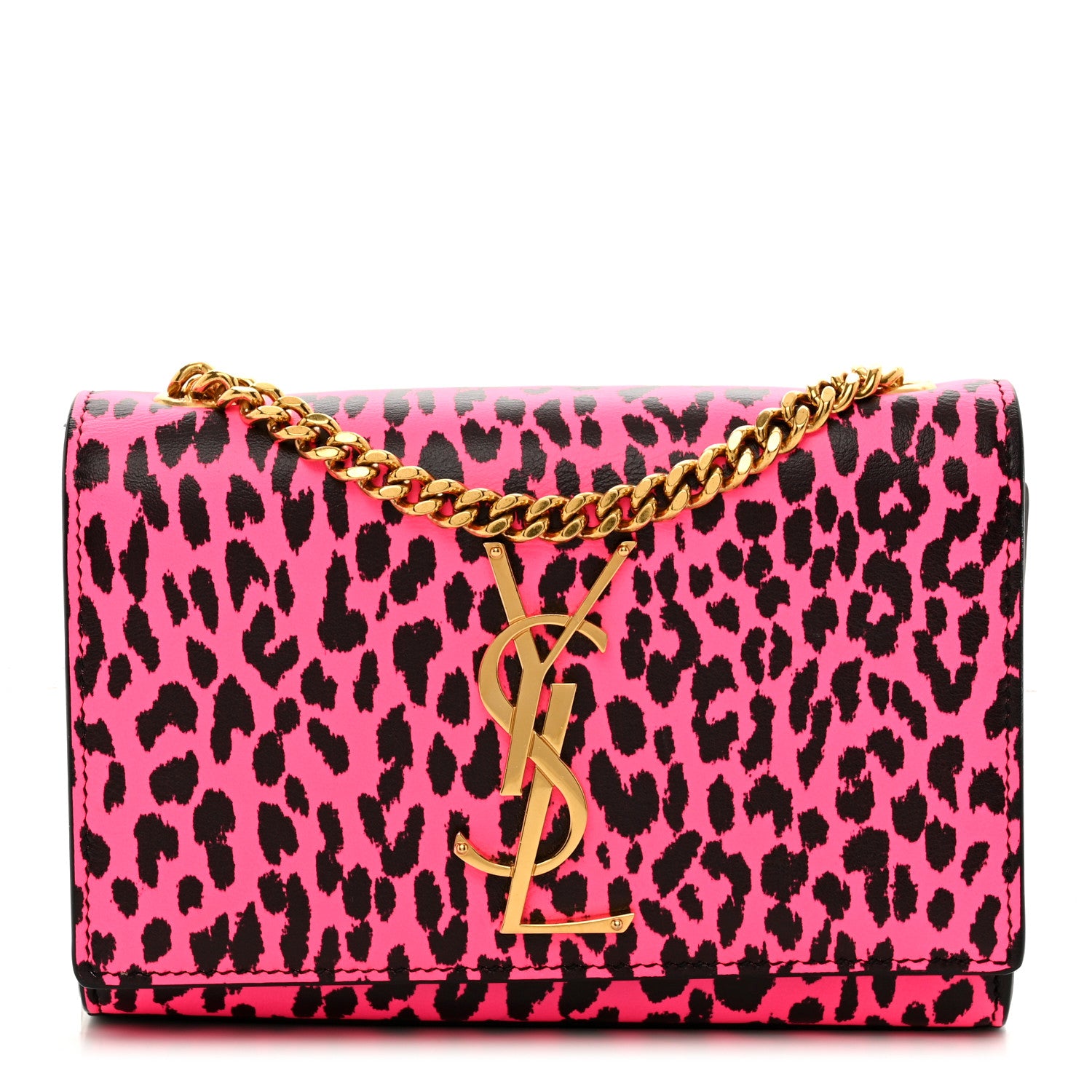 Saint Laurent Calfskin Leopard Small Monogram Kate Satchel Pink Black 1 of 11