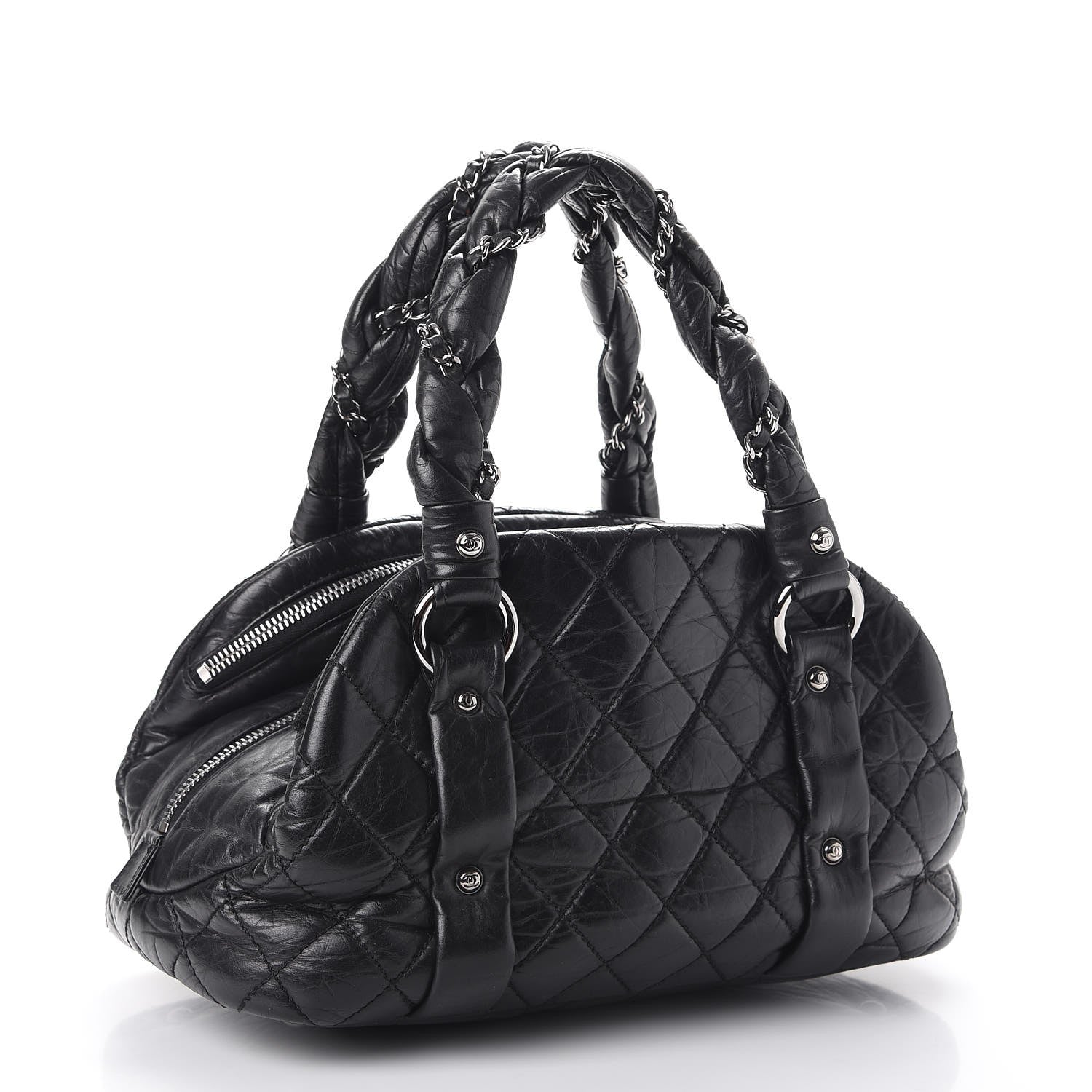 Chanel Distressed Lambskin Vintage Ligne Lady Braid Tote Black 2 of 16