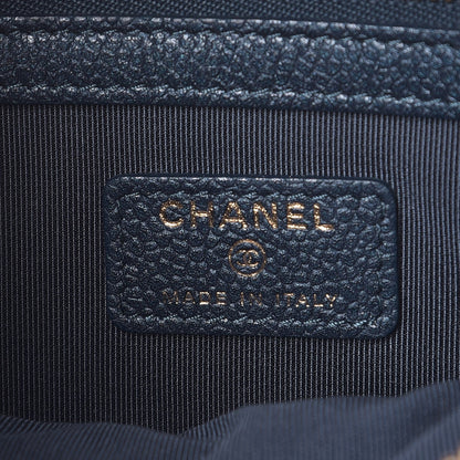 Chanel Iridescent Caviar Quilted Medium Cosmetic Case Dark Blue 6 of 8