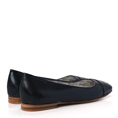Gucci Goatskin Perforated Interlocking G Ballet Flats 36.5 Black 4 of 8