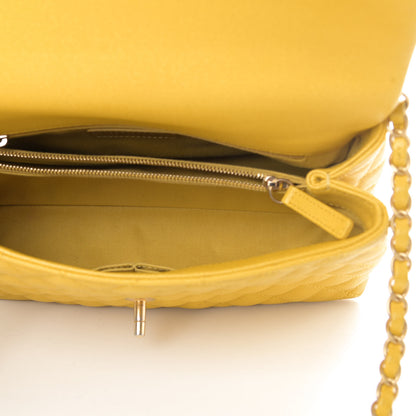Chanel Caviar Quilted Small Coco Handle Flap Yellow 5 of 13