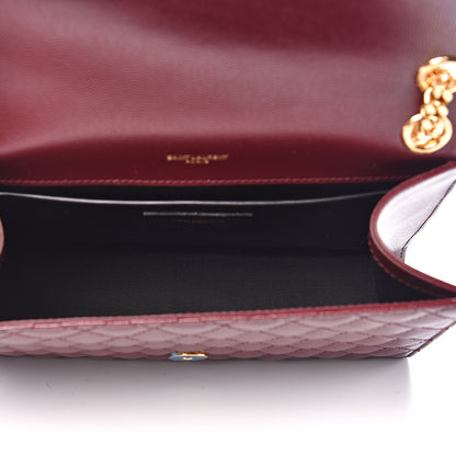 Saint Laurent Grain De Poudre Textured Mixed Matelasse Medium Triquilt Monogram Satchel Rouge Legion 4 of 9