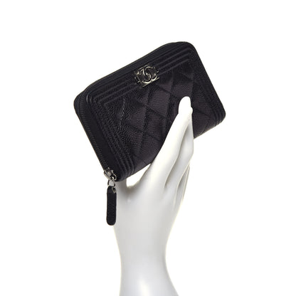 Chanel Caviar Quilted Small Boy Zip Around Wallet Black 2 of 8