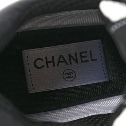 Chanel Mesh Suede Calfskin Grained Calfskin Womens CC Sneakers 37.5 White Black 6 of 7