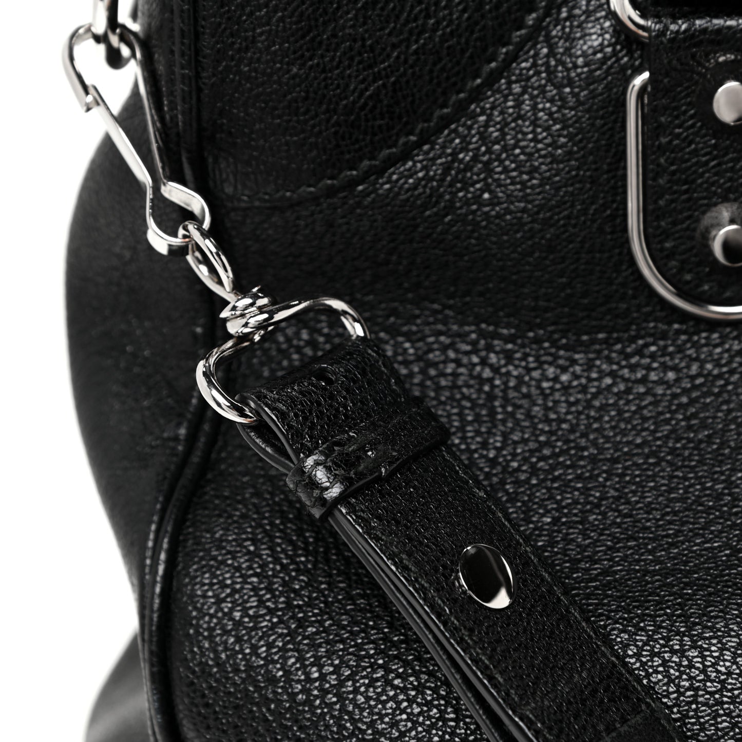 Chevre Silver Metallic Edge Hardware Velo Black