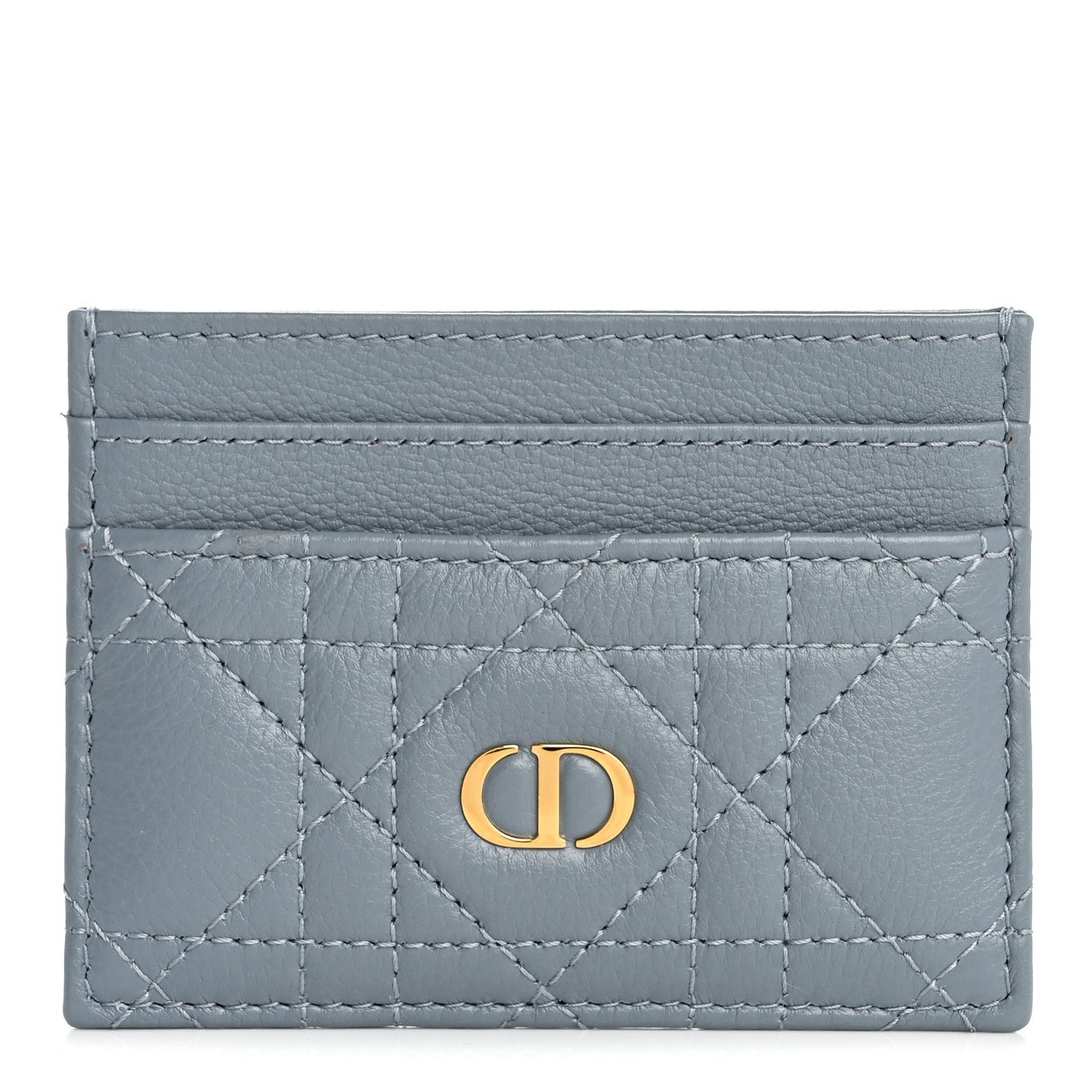 Supple Calfskin Cannage Caro Freesia Card Holder Cloud Blue