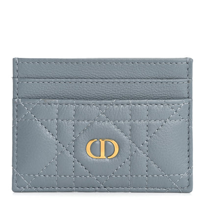 Christian Dior Supple Calfskin Cannage Caro Freesia Card Holder Cloud Blue 1 of 8