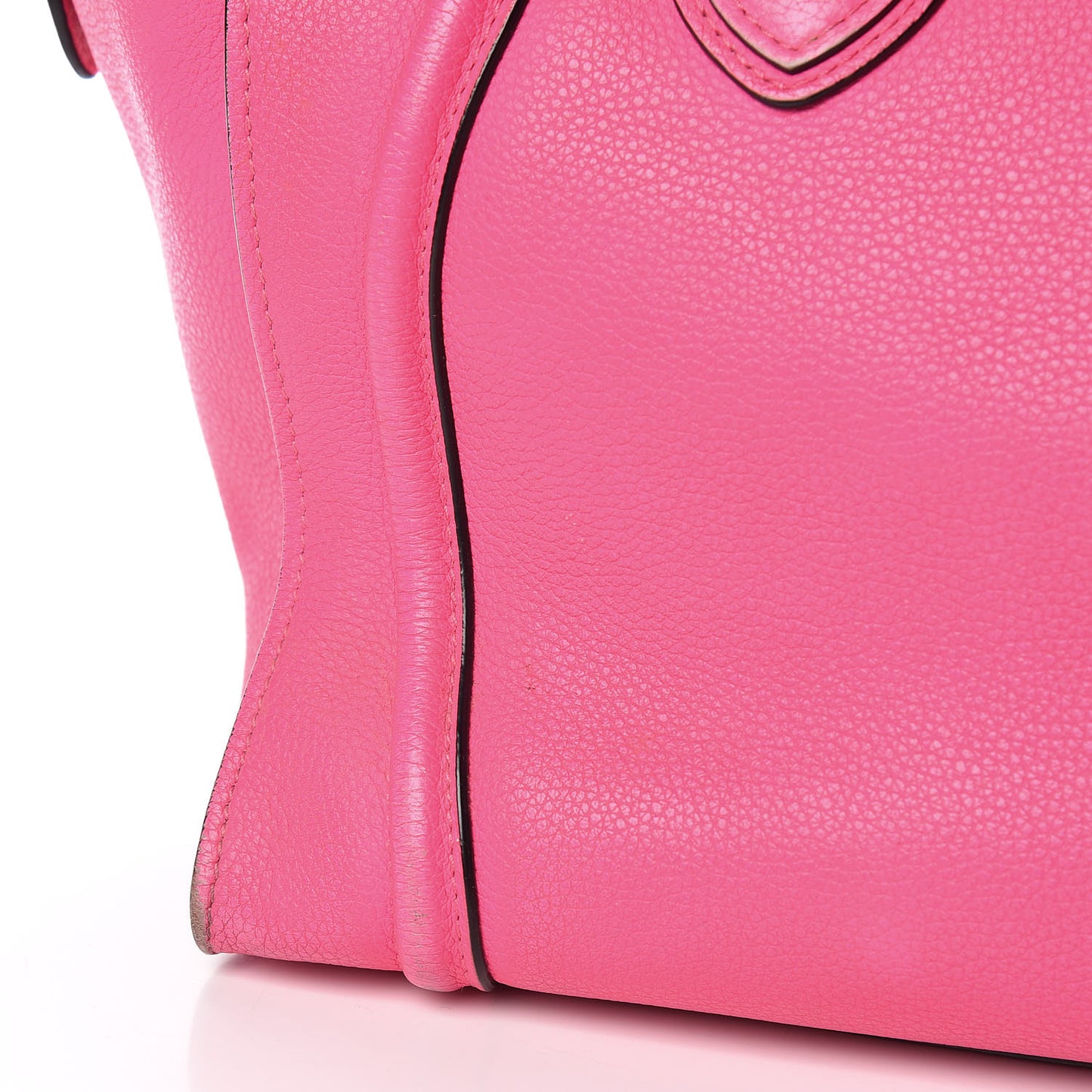 Drummed Calfskin Mini Luggage Fluo Pink