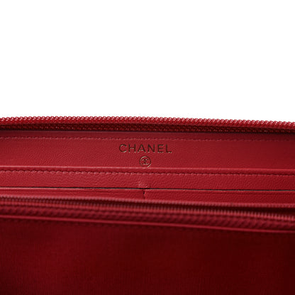 Chanel Lambskin Quilted Boy Zip Around Wallet Dark Pink 5 of 7