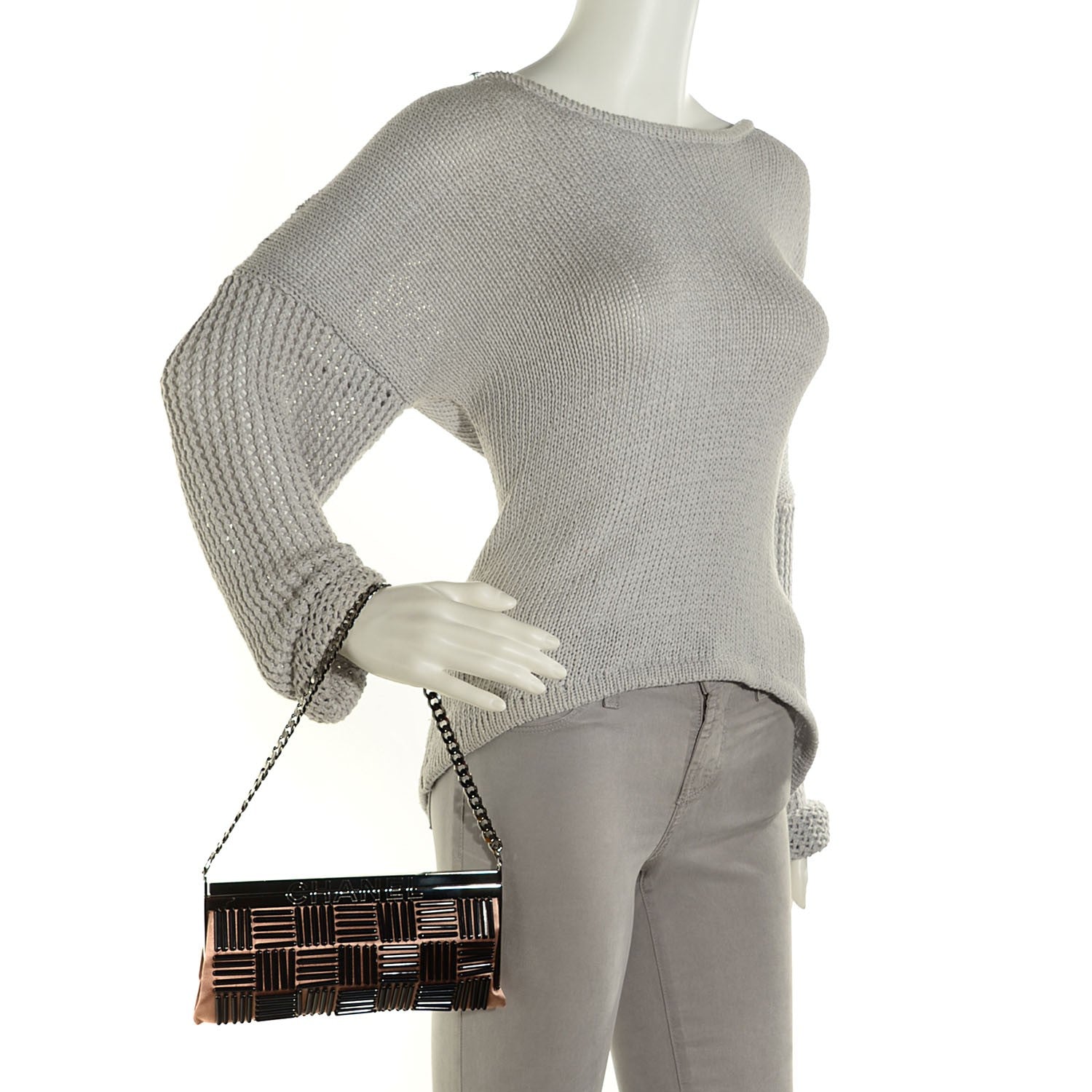 Chanel Satin Evening Bag Beige 2 of 7