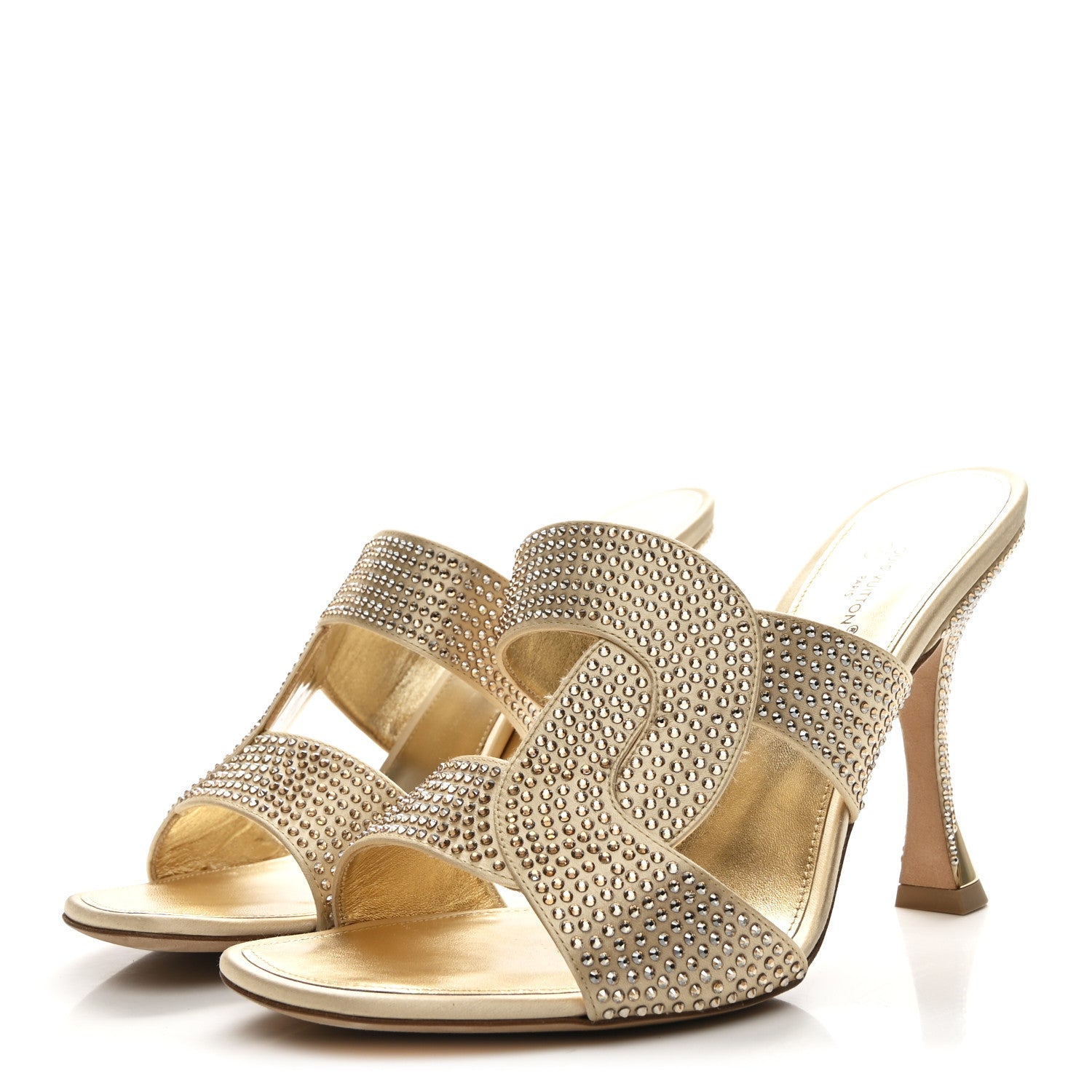 Louis Vuitton Satin Crystal Sparkle Mule 39 Gold 4 of 9