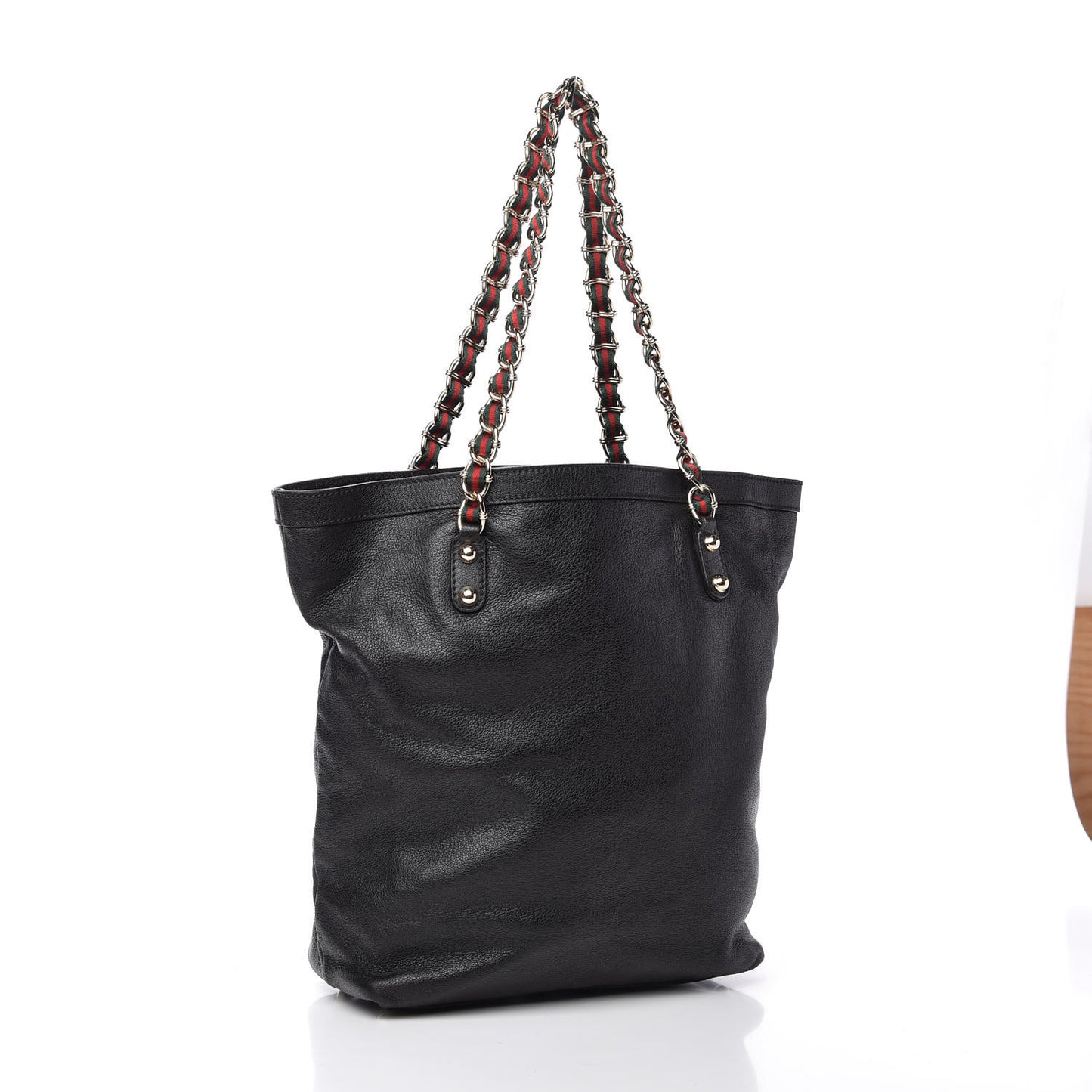 Goatskin Capri Chain Tote Black