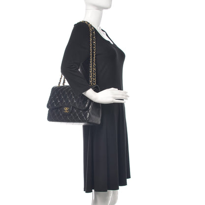 Chanel Lambskin Quilted Jumbo Double Flap Black 2 of 17