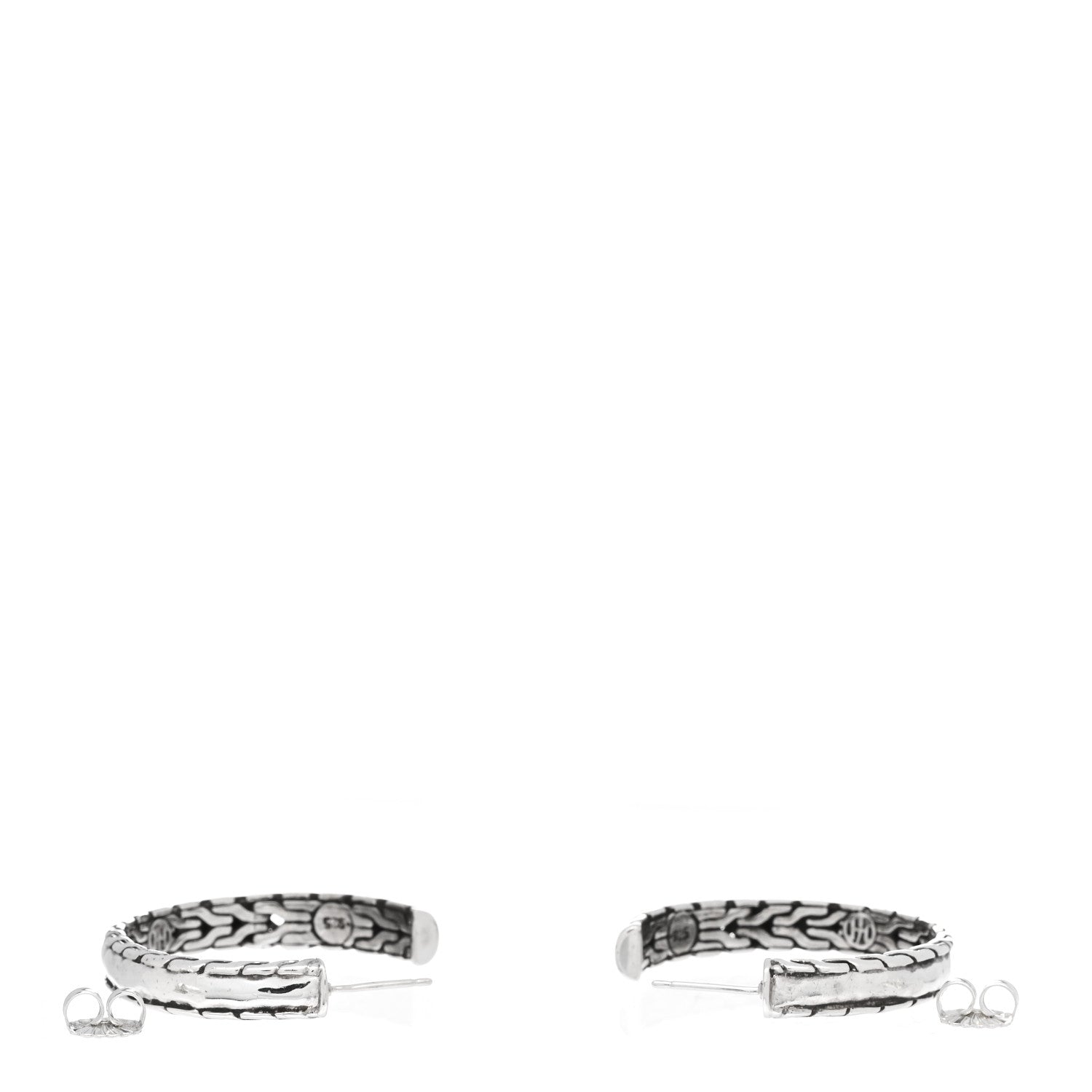 John Hardy Sterling Silver Hammered Hoop Earrings 3 of 6