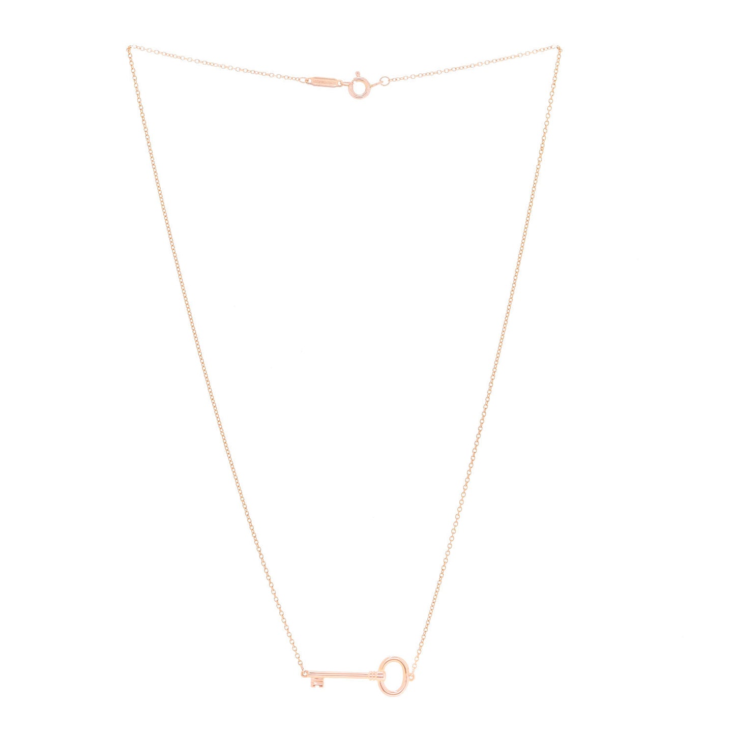 18K Rose Gold Small Oval Key Station Pendant Necklace