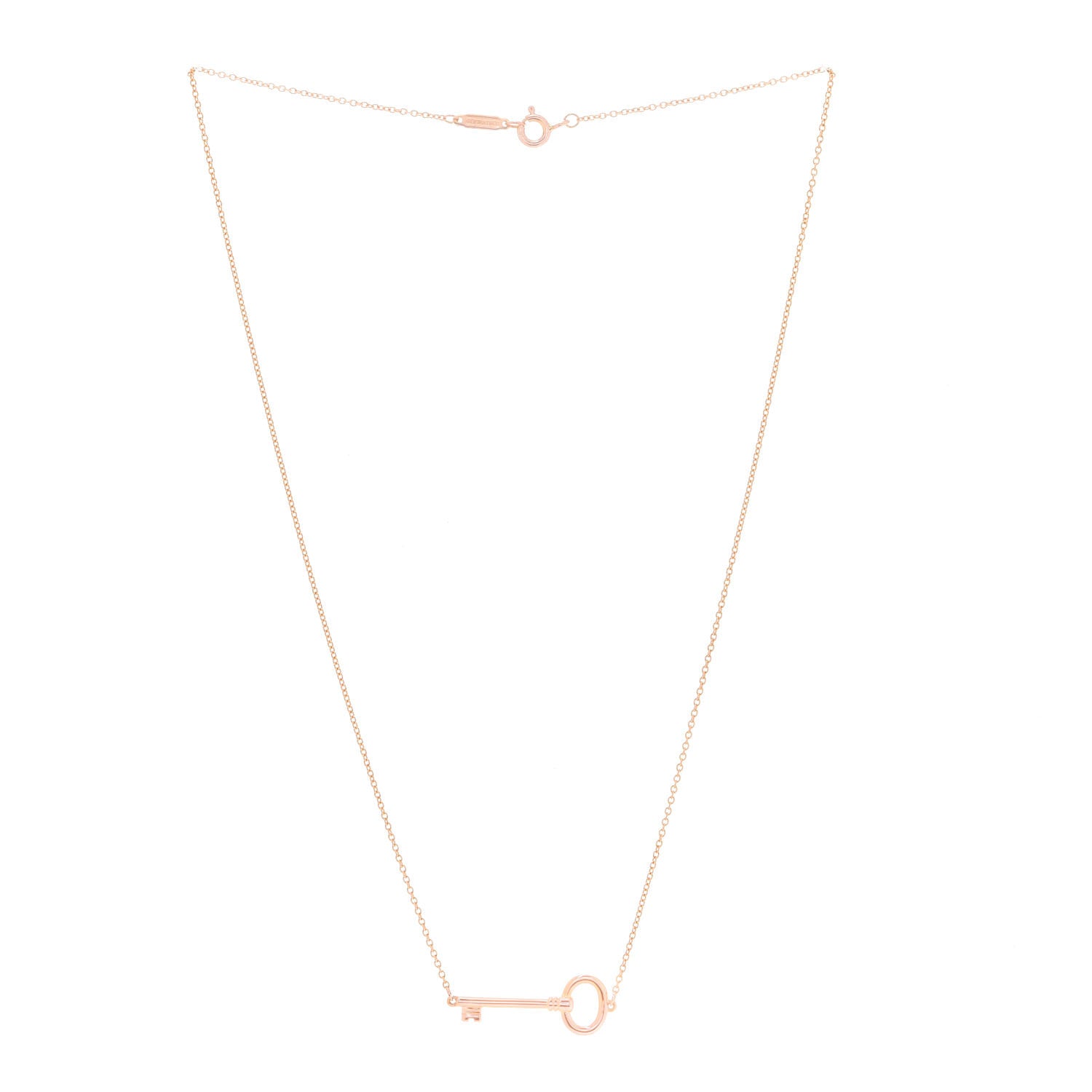 Tiffany 18K Rose Gold Small Oval Key Station Pendant Necklace 2 of 10