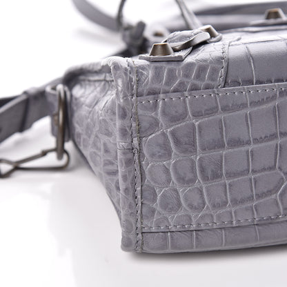 Balenciaga Calfskin Crocodile Embossed Classic Hardware Mini City Gris Beton 10 of 11