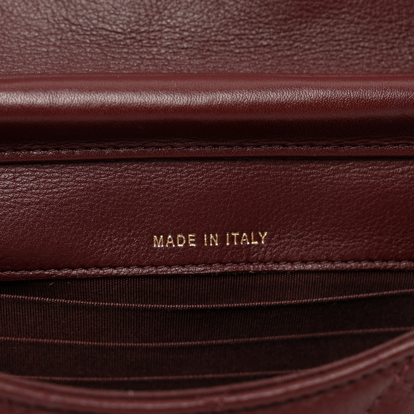 Calfskin Quilted Coco Mail Clutch With Chain Burgundy