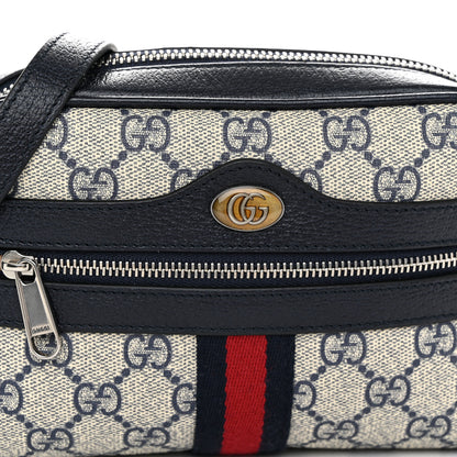 Gucci GG Supreme Monogram Textured Dollar Calfskin Web Mini Ophidia Shoulder Bag Beige Blue 8 of 10