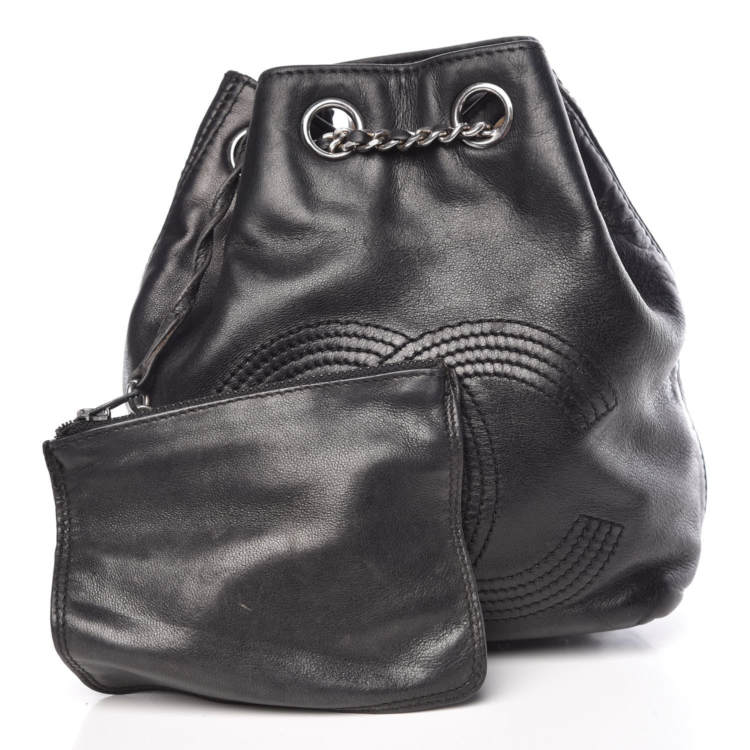 Chanel Lambskin CC Drawstring Backpack Black 3 of 12