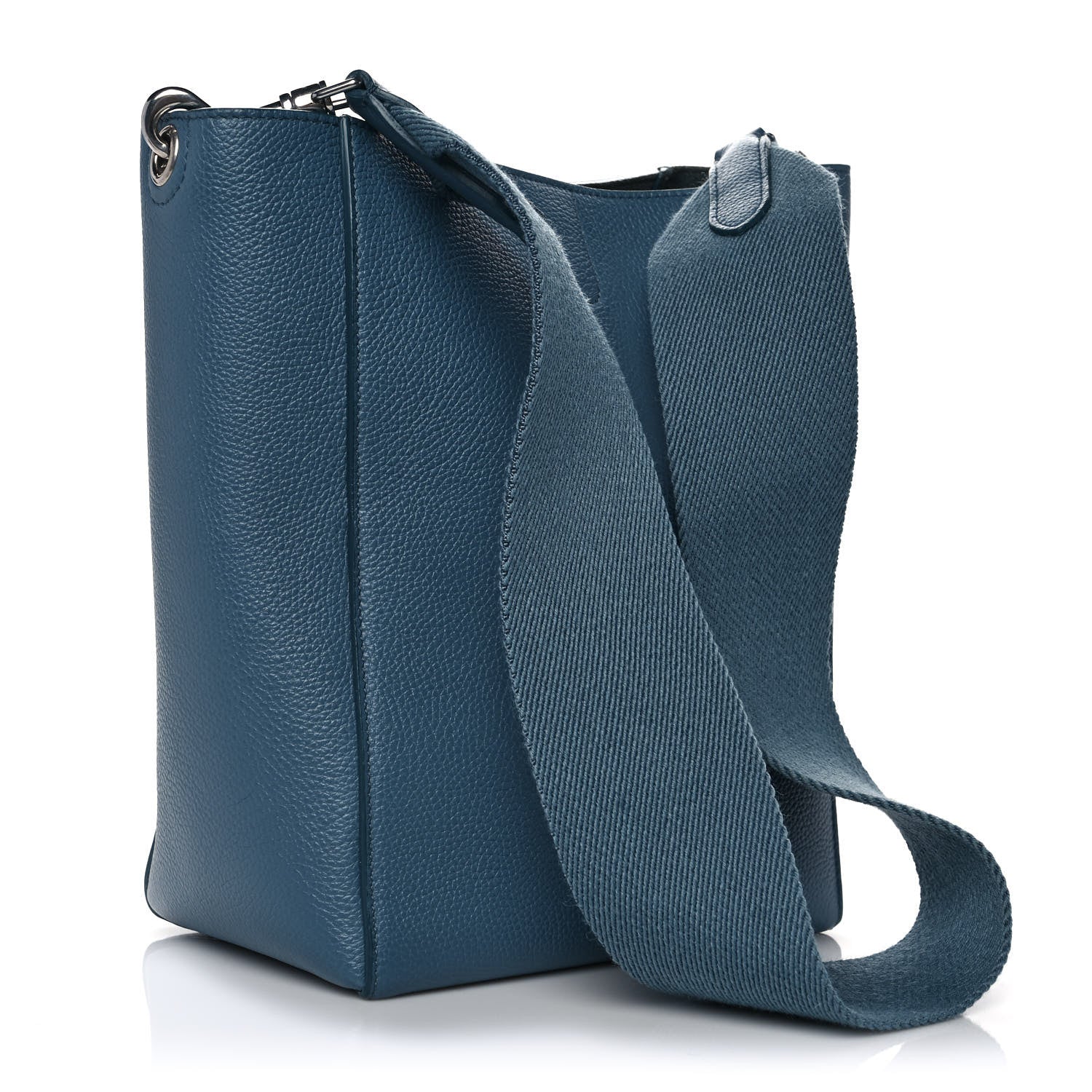 Celine Soft Grained Calfskin Small Sangle Bucket Bag Blue 3 of 9