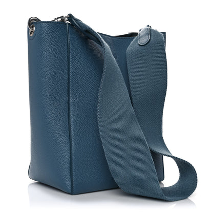 Celine Soft Grained Calfskin Small Sangle Bucket Bag Blue 3 of 9