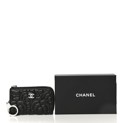 Chanel Caviar Camellia Embossed Key Holder Case Black 11 of 11