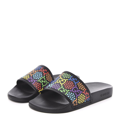 Gucci GG Supreme Monogram Psychedelic Mens Slide Sandals 8 Black Multicolor 3 of 8