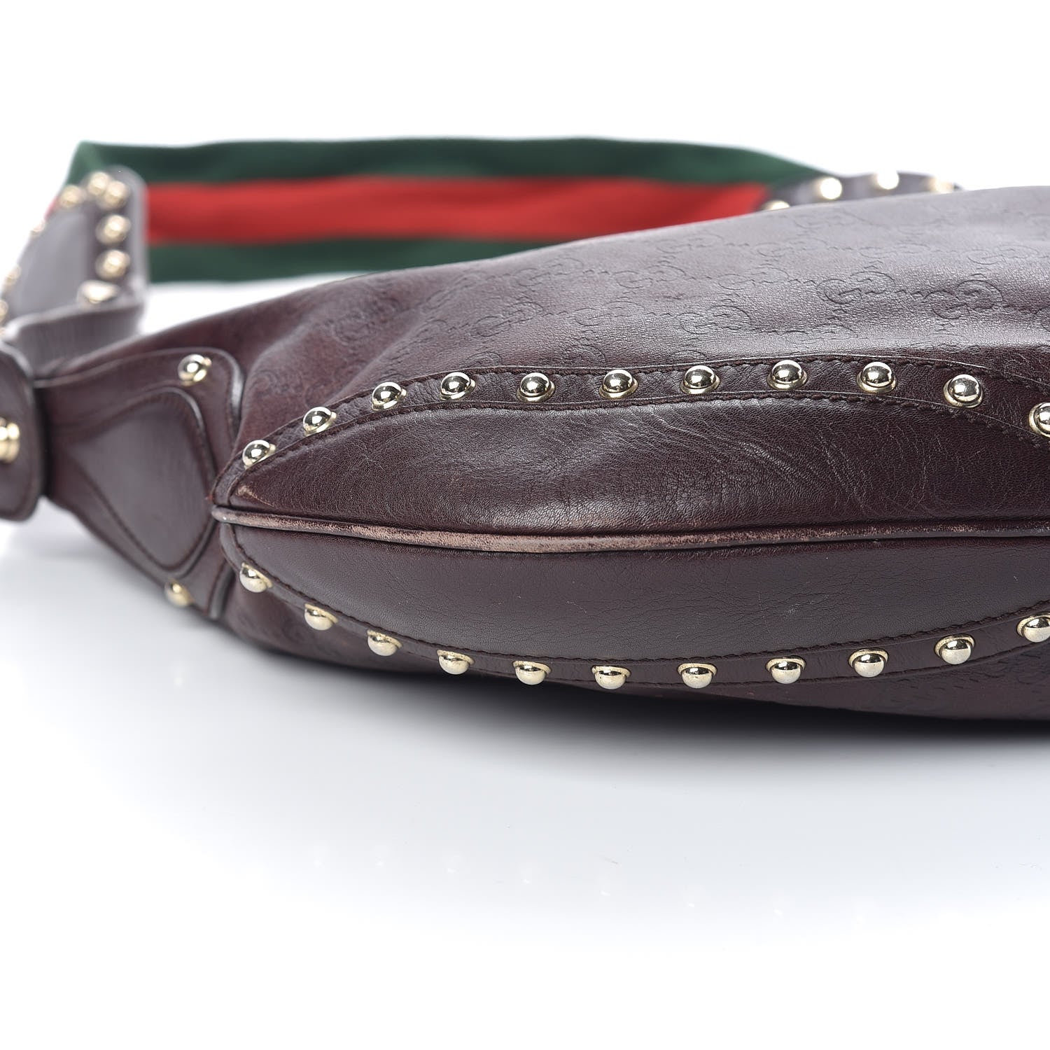 Gucci Guccissima Studded Web Pelham Shoulder Bag Dark Brown 5 of 10