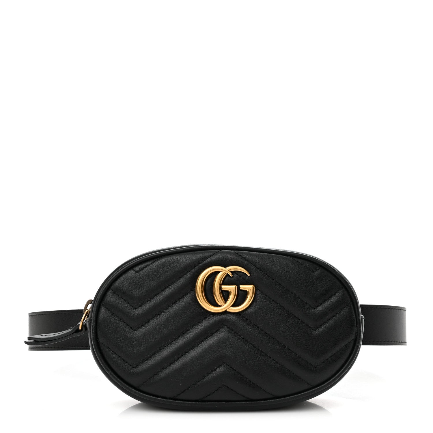 Gucci Calfskin Matelasse GG Marmont Belt Bag 85 34 Black 1 of 15